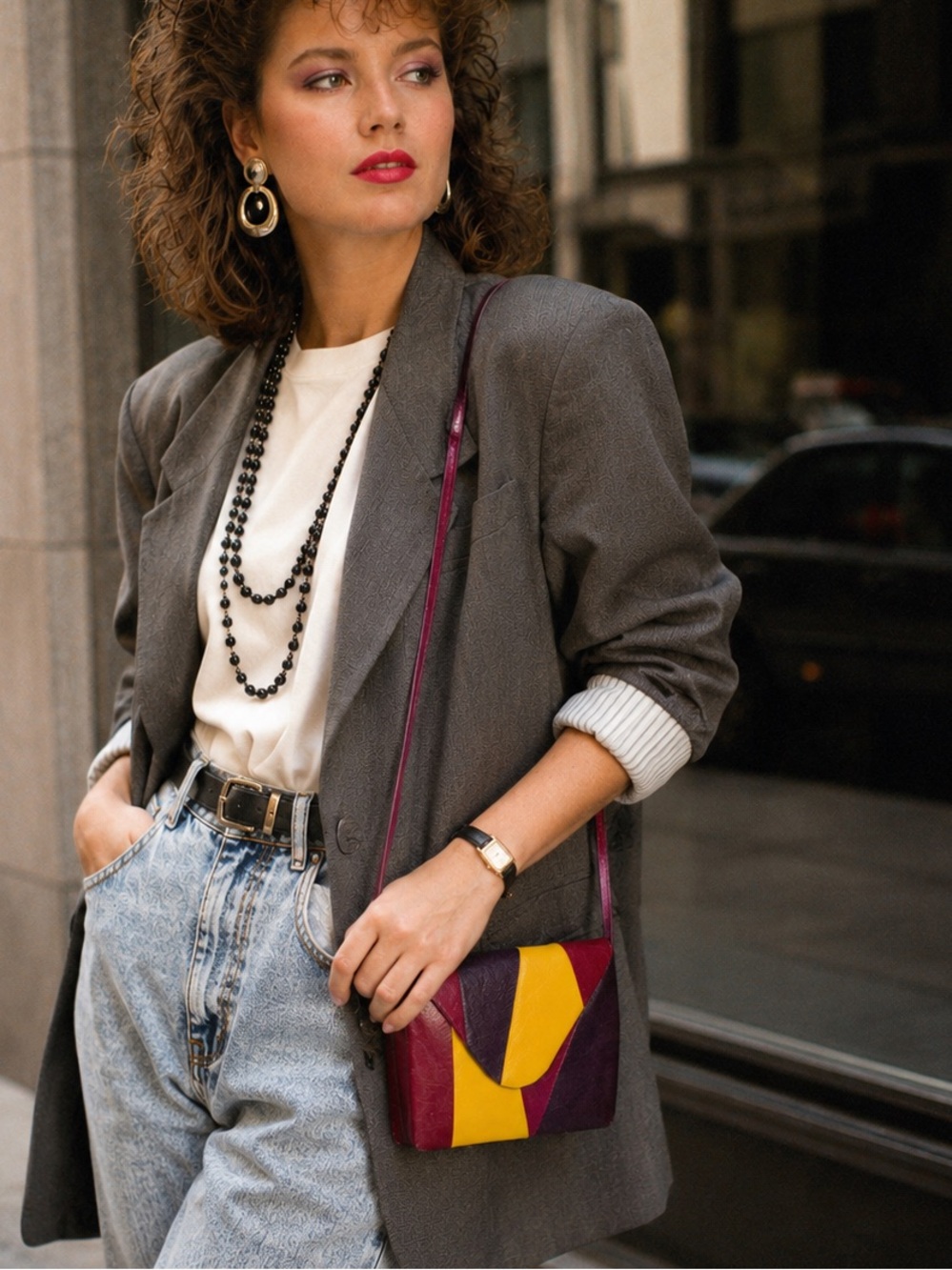 VTG structured color block crossbody